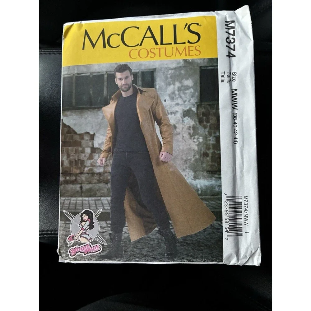 Long Coat Costume Cosplay Mens Size 38-44 UNCUT Pattern m7374 Yaya Han